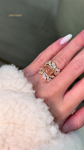 Radiant Pink Diamond Engagement Ring Trio Set