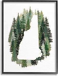 New Hampshire State Outline Green Pine Tree Forest