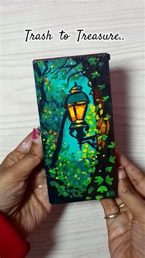 little lamp ✨🎨 #acrylicpainting #wood #shortsfeed #artandcraft #shortsviral #myart #guache #art