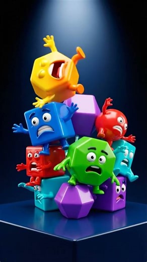 Angry Shape Monsters Tower Collapse 😱 | 3D Horror Comedy Animation