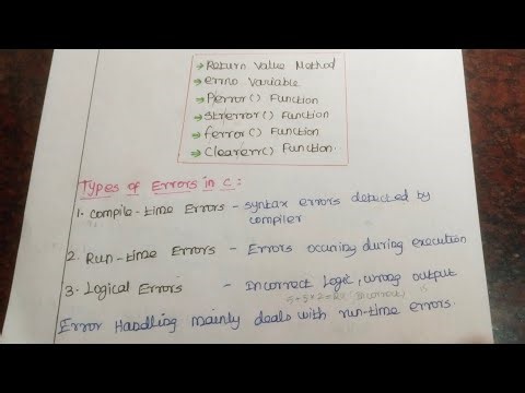 Error handling in C Programming in tamil 