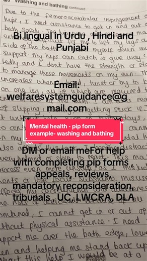 Mental health example pip form. DM or email me for help with completing pip forms , appeals , reviews , mandatory reconsideration, Tribunals, UC, LWCRA, DLA