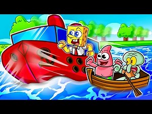 Spongebob, Squidward & Patrick Build A Boat For Treasure (Roblox)