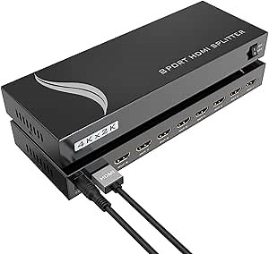 4K HDMI Splitter 1 in 8 Out + Cable, Yinker 8 Way HDMI Splitter 1x8 4Kx2K@30Hz W/AC Adapter, Mirror Duplicate for PS4 Fire Stick HDTV
