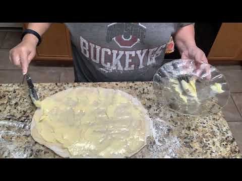 Making homemade cinnamon rolls from frozen bread dough