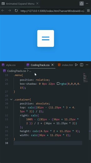 ✨ Animated Menu Button 🔥| Smooth UI Animation | HTML | CSS | JS | #htmlcss #js #animation #shorts