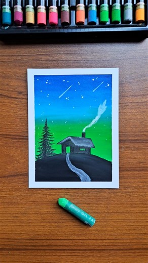 🌌 Dreamy Night Sky Drawing | Easy Oil Pastel Art ✨