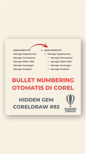 415 reactions · 67 shares | Setting bullet numbering otomatis di Corel Draw  #bullet #numbering #coreldraw | Belajar CorelDRAW Indonesia | Facebook