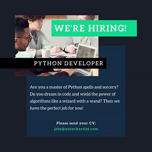 We have an opportunity for a skilled Python Developer to join our fantastic team! Send your CV to jobs@autochartist.com #pythondeveloperjobs #pythondeveloper | Autochartist | Facebook