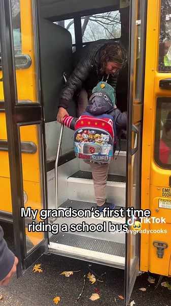 Grandson's First School Bus Ride: A Heartwarming Moment