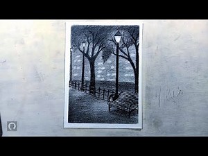 Beautiful Night Scenery Drawing | Easy Pencil Sketch Tutorial