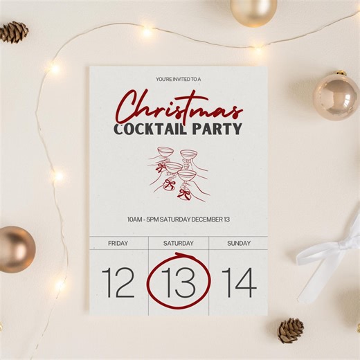 Christmas Cocktail Party Invitation • Modern Calendar (digital Download) - Etsy