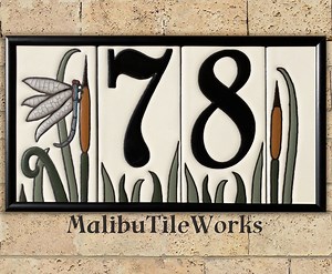 Dragonfly House Numbers Set - Address Ceramic Tiles Framed Set - Etsy