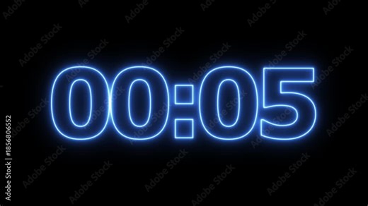 glowing neon 10 seconds timer countdown animation, countdown timer 5 seconds animation from 10s to 0s countdown 10 seconds countdown timer animation on transparent background