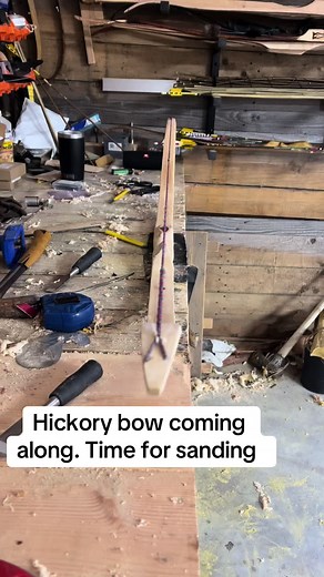 Building a Fire Treated Hickory Bow: Sanding Process