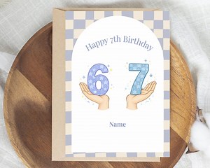6 7 Birthday Card, Editable 7th Birthday Card Boy, Viral Meme | Instant Download Canva Template - Etsy