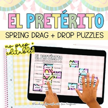 Spring Spanish Preterite Tense Interactive Google Slides Drag and Drop Puzzles