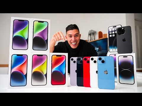 iPhone 14 Color Comparison + GIVEAWAY! UNBOXING EVERY COLOR!