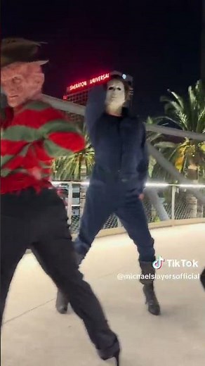 Halloween Dancers: Freddy Krueger, Michael Myers (center), & Scream Guy dancing in high heels - Pt 3