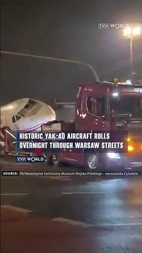 Historic Yak-40 #aircraft rolls overnight through #Warsaw streets