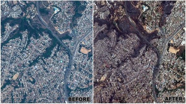 Chile's devastating wildfire captured in before and after images, drone visuals
