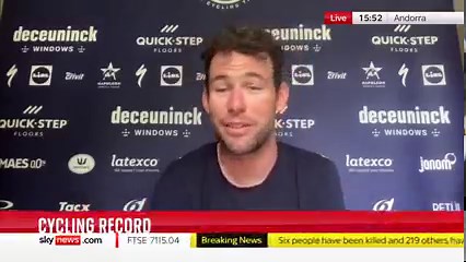 Mark Cavendish speaks to Sky News, after equalling Eddy Merckx's record with a 34th Tour de France stage win. The British cyclist explains what it is like to be an inspiration to the younger generation and says how proud he is 'to see the sport grow' in the UK. Get the latest news here: https://trib.al/xfqd5j6 | Sky News