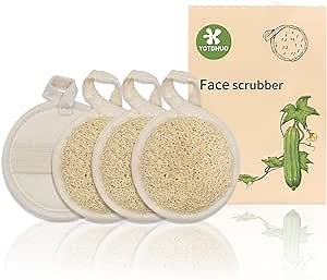 Natural Loofah Face Scrubber (4Pack),Exfoliating Facial Scrub Pads Made from Organic Luffa for Women and Men