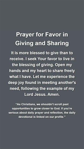Prayer for Favor in Giving and Sharing
