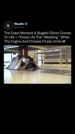Wealth | At Bugatti, even assembly is treated like art. This stage, known as the “wedding,” is where the engine and chassis are joined together for... | Instagram