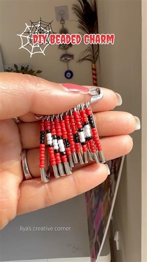 DIY Safety Pin Beaded Charm ❤️✨ #shortsviral #craft #handmade #art #diy #safetypin #seedbeads #charm