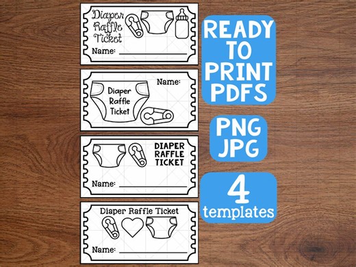 Diaper Raffle Tickets Printable Baby Shower Tickets(digital Download) - Etsy
