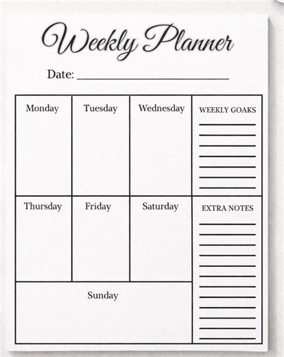 Weekly Planner Printable 7 Pages Set Minimalist Productivity Tracker, Weekly Schedule Organiser PDF Instant Download |work Planner| - Etsy