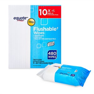 Equate Flushable Wet Wipes, Fresh Scent, 480 Wipes (10 Pack), Compare to Cottonelle®
