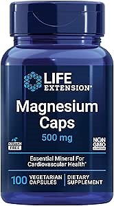 Life Extension Magnesium Caps, 500 mg, Magnesium Oxide, Citrate, and Succinate, Heart Health, Healthy Bones, Metabolism Support, 100 Vegetarian Capsules