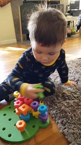 Amazon.com : Jumbo Stacking Shapes Pegboard Set for Kids with 18 Pegs, 2 Wooden Dice, Lacing String & Storage Box (Standard Rainbow Colors) : Toys & Games