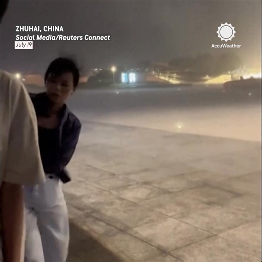 147K views · 2.4K reactions | People struggled to walk and scrambled for cover as Typhoon Wipha barreled through southern China with powerful winds over the weekend. | AccuWeather | Facebook