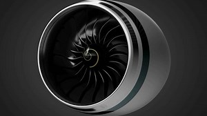 Rotating Jet Engine Isolated on Grey Background