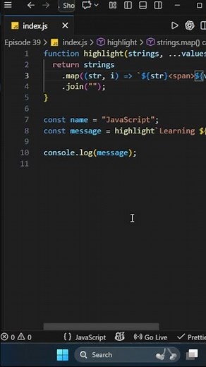 Tagged Template Literals in JavaScript Explained in 60s! 🚀 | Hidden JS Feature You Must Know