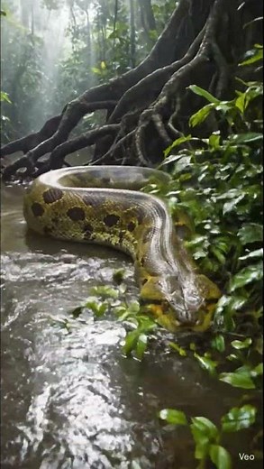 A giant Green Anaconda moving into jungle #Anaconda #jungle #dangerous snake #amazon #wildlife