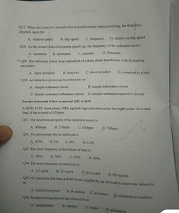 Q27. When the rotor of a wound rotor induction motor starts rev... | Filo