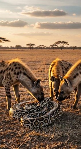 What will the hyena find inside the pythons secret lair #wildlife #nature #python
