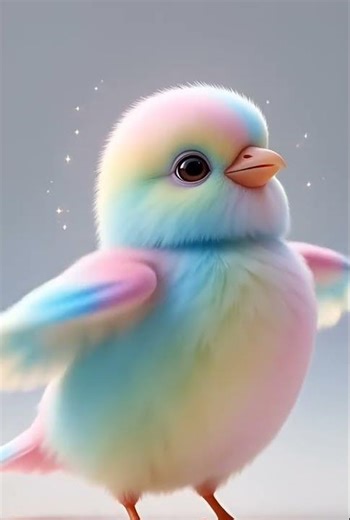 Pastel Rainbow Baby Bird 🌈🐣 #BabyBird #RainbowBird #CuteAnimals