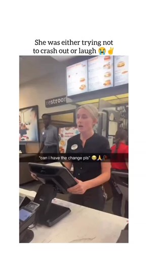 the laugh spot on Instagram: "In this video, a man is seen playing a prank at a fast-food restaurant. Here is a summary of what happens: The Payment: A customer at a fast-food counter is told his total is $1.77. The Prank: Instead of handing over bills or a few coins, the man dumps a massive amount of loose pennies onto the counter to pay for his meal. The Reaction: The female cashier stares at the pile of coins with a stunned and frustrated expression. The video includes a caption suggesting sh