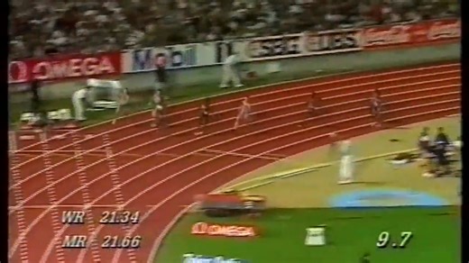 Let's recall Gwen Torrence as she recovers quickly from a slow start to make up the ground on Merlene Ottey right outside her and transitions nicely into the front off the bend before moving away down the home straight, easing up to the line, for a firm win in 21.98 against 22.12 over 200m into a -0.7m/sec headwind in Zurich in mid August 1995 | Athletics Stargate