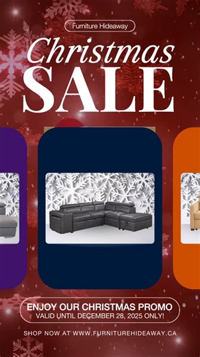 🎄🛋️ CHRISTMAS SOFA SALE — ON UNTIL DECEMBER 28, 2025! 🛋️🎄 Looking to upgrade your living room? Now’s the perfect time! Huge savings on: ✔️ Sectional Sofas ✔️ Sleeper Sofas ✔️ Recliners & Loveseats Stylish, comfy, and built for everyday living — but only while stock lasts! 📍 Visit us today in Nanaimo & Victoria and find your perfect sofa for less! | Furniture Hideaway Victoria