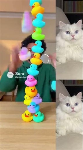 IMPOSSIBLE Rubber Duck Tower Speedrun Ft. Judgmental Cat #shorts #funnycat