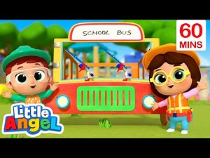 Wheels On The Bus At School! | Little Angel Kids Songs & Nursery Rhymes | Fun Sing Along Songs