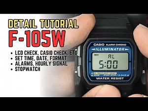 Casio F-105 Detail Settings and Operation Tutorial: Time, Date, Alarms, Stopwatch, F-105W Mod 3298