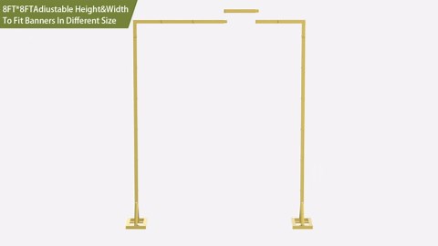 8.2FT Adjustable Backdrop Stand Kit - Square Wedding Arch & Balloon Arch for Photo Booth Background, Baby Shower, Birthday Party Decorations (Portable Frame) (Gold,8.2X 8FT)
