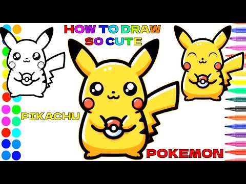 Simple Pikachu Drawing - How to draw pokemon - How to draw so cute pokemon pikachu step by step easy